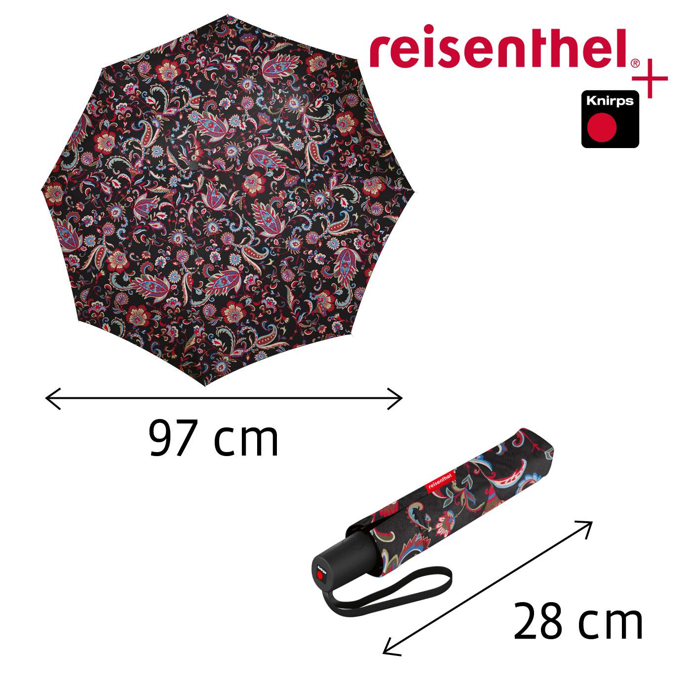 reisenthel Regenschirm umbrella pocket duomatic paisley black