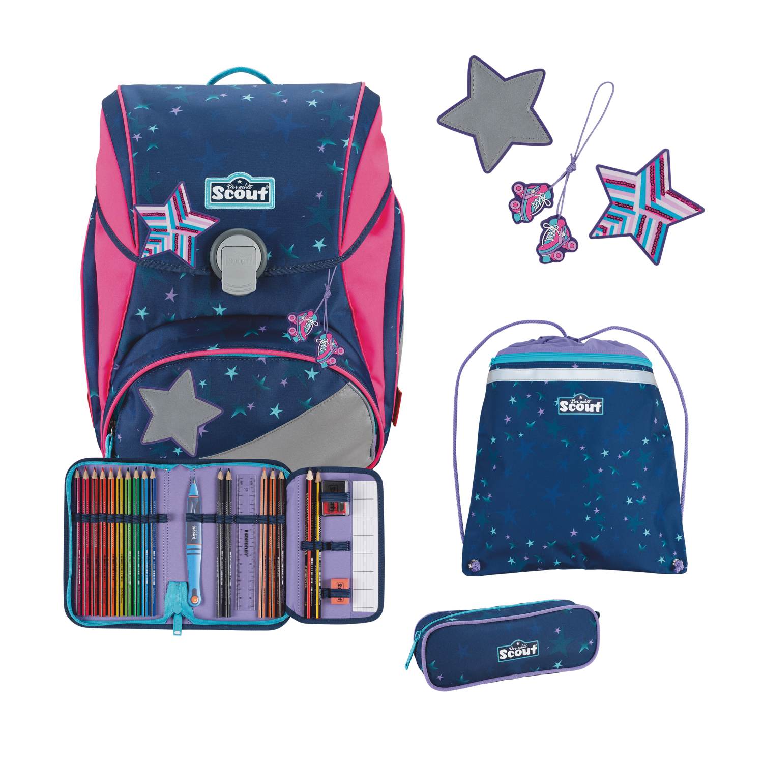 Scout Alpha Schulranzen-Set 4 teilig DIN Pretty Star