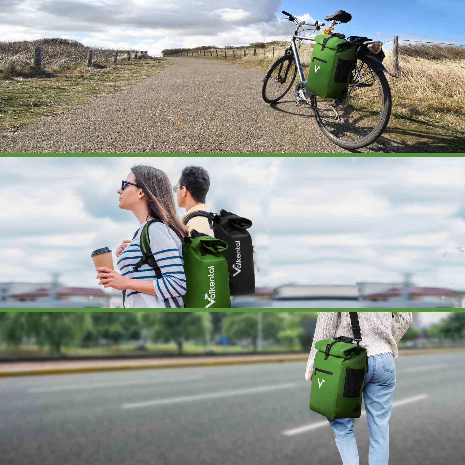 Valkental ValkOne 3in1 Fahrradtasche - Grün