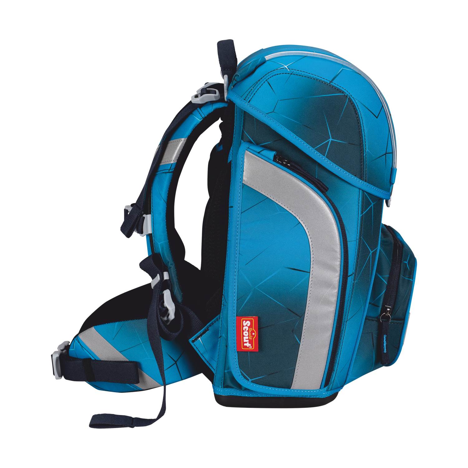 Scout Genius Schulranzen-Set 4 teilig Exklusiv Safety Light Polar Blue