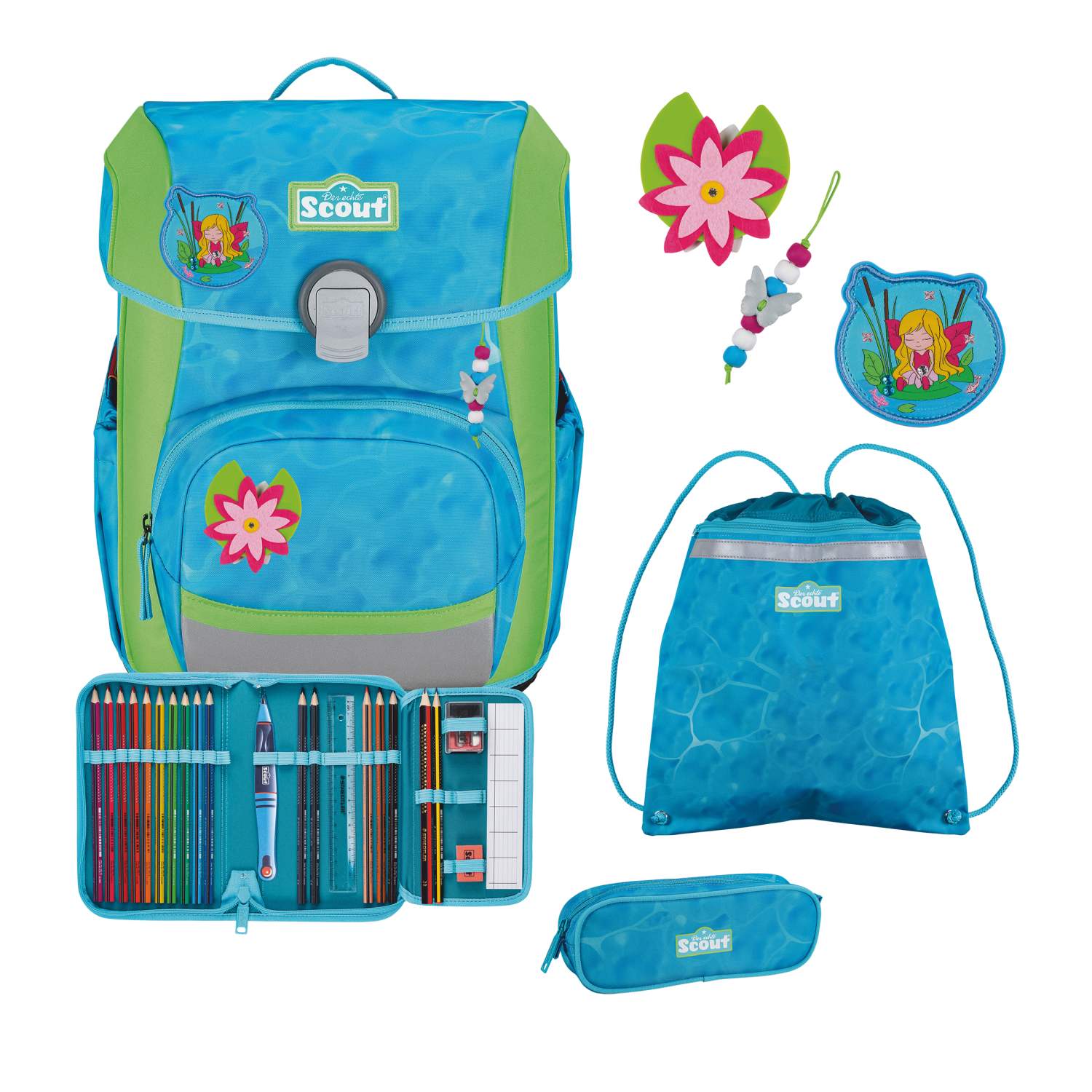 Scout Neo Schulranzen-Set 4 teilig DIN Water Lily