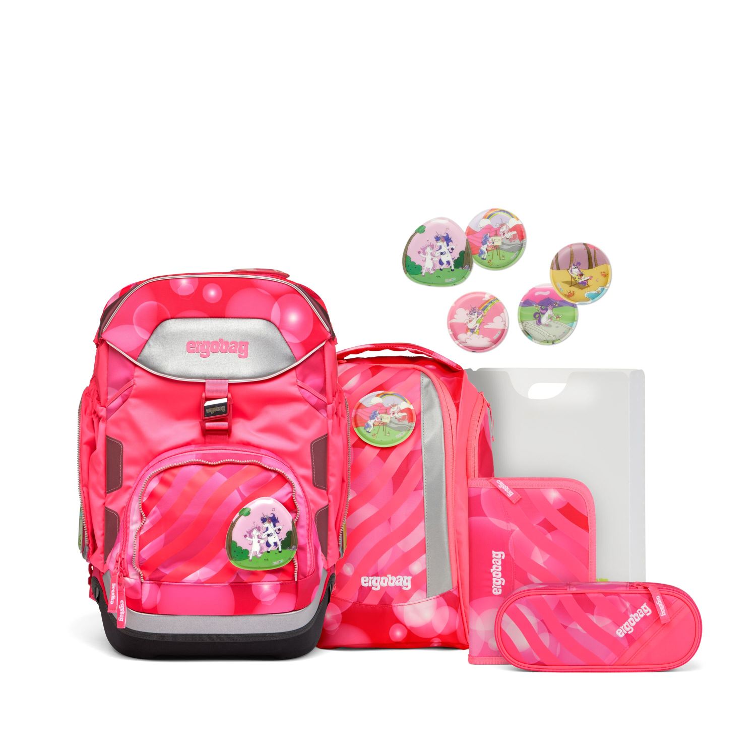 ergobag pack Schulrucksack-Set KuntBärbuntes Einhorn