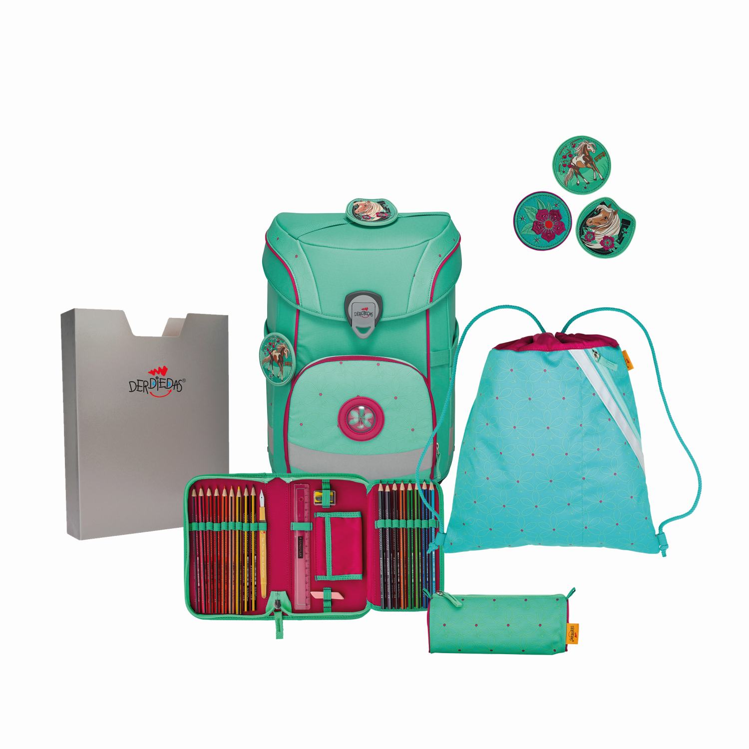 DerDieDas ErgoFlex Easy Schulranzenset 5-teilig Peppermint Pony