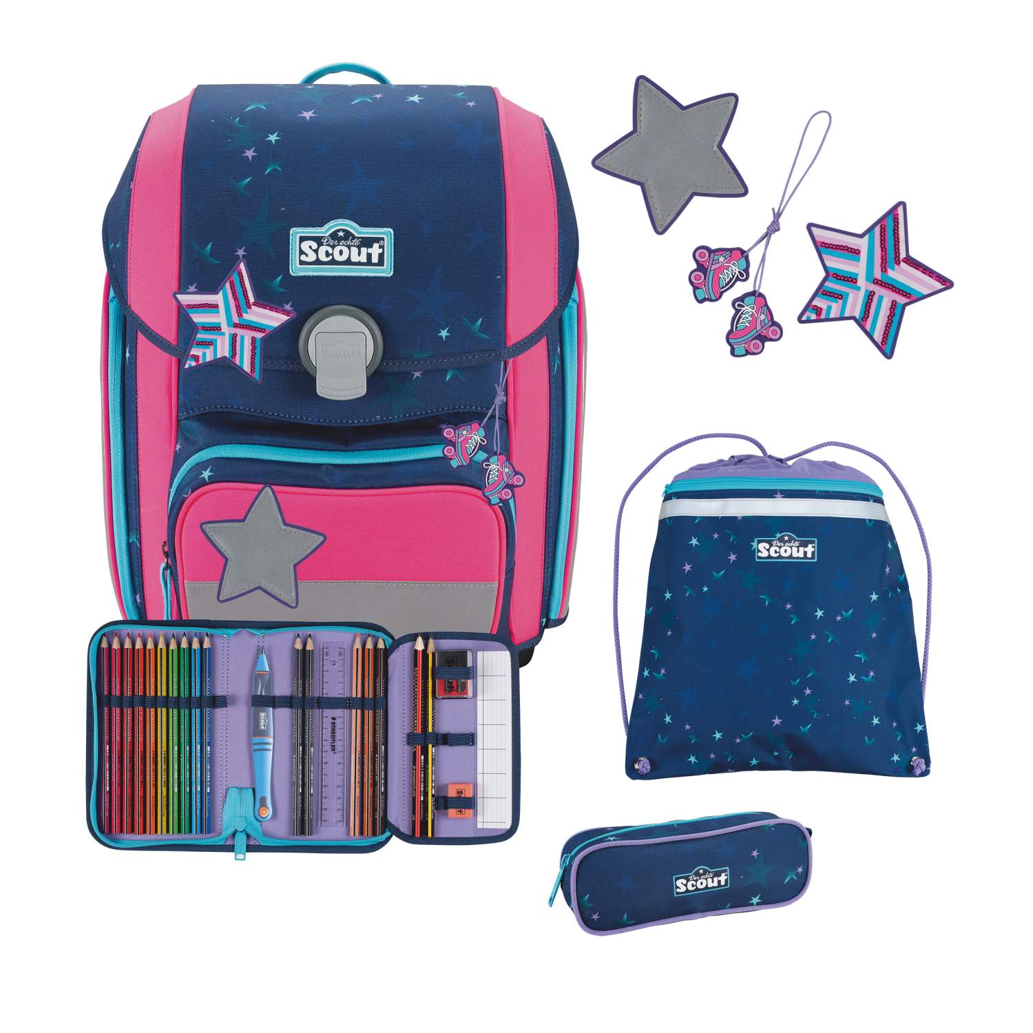 Scout Genius Schulranzen-Set 4 teilig DIN Pretty Star