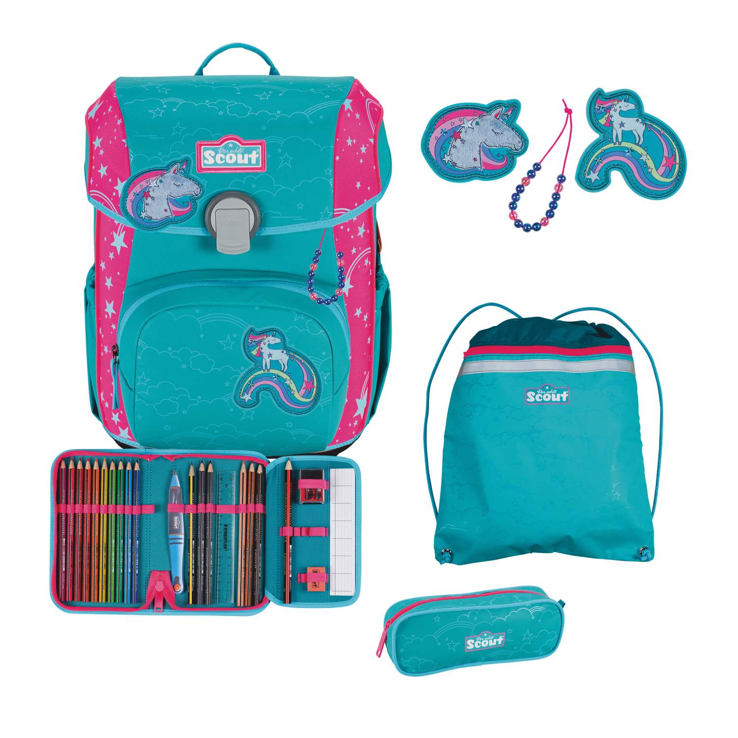 Scout Neo Schulranzen-Set 4 teilig Exklusiv Superflash Extreme Unicorn