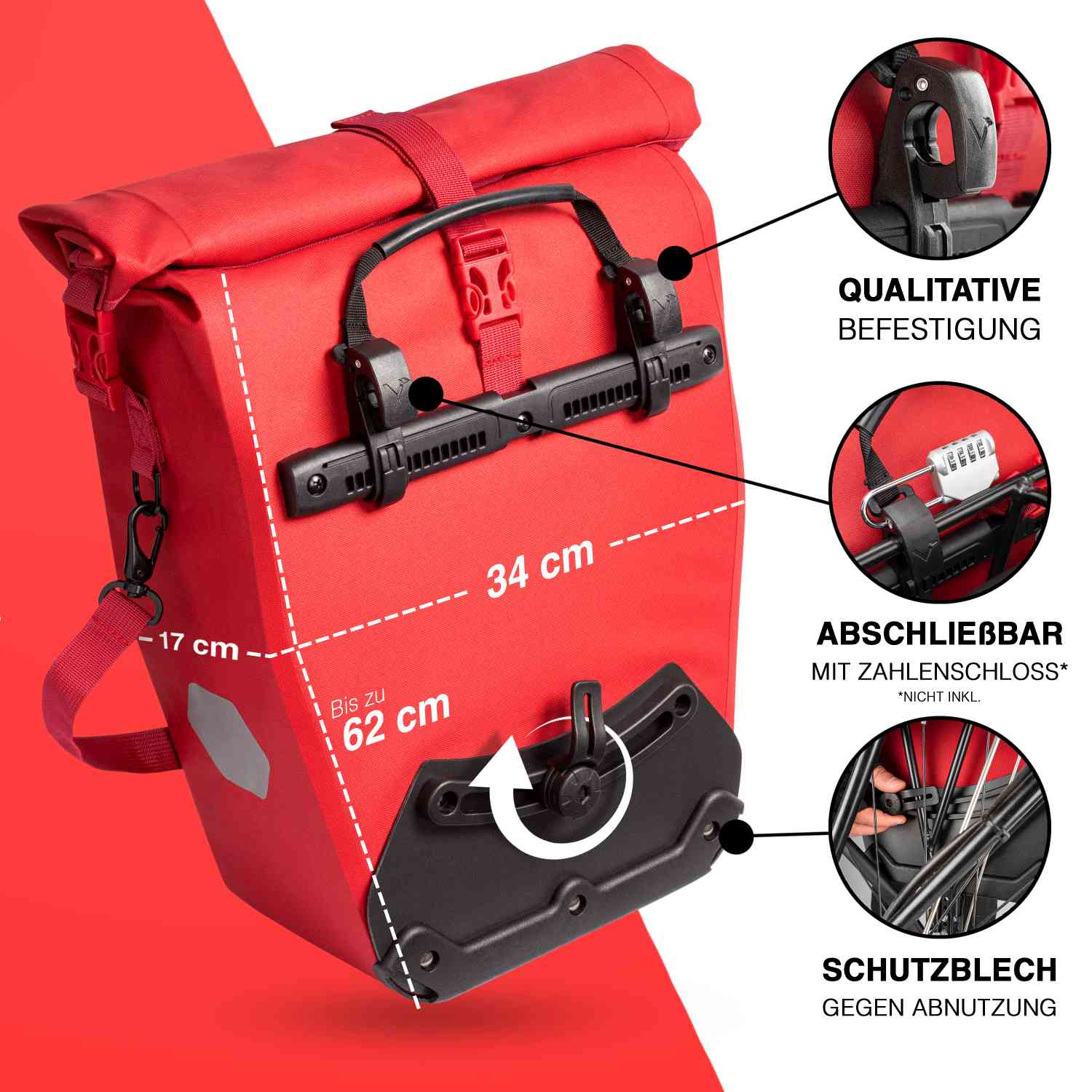 Valkental ValkOcean Fahrradtasche - Koralle (Rot)