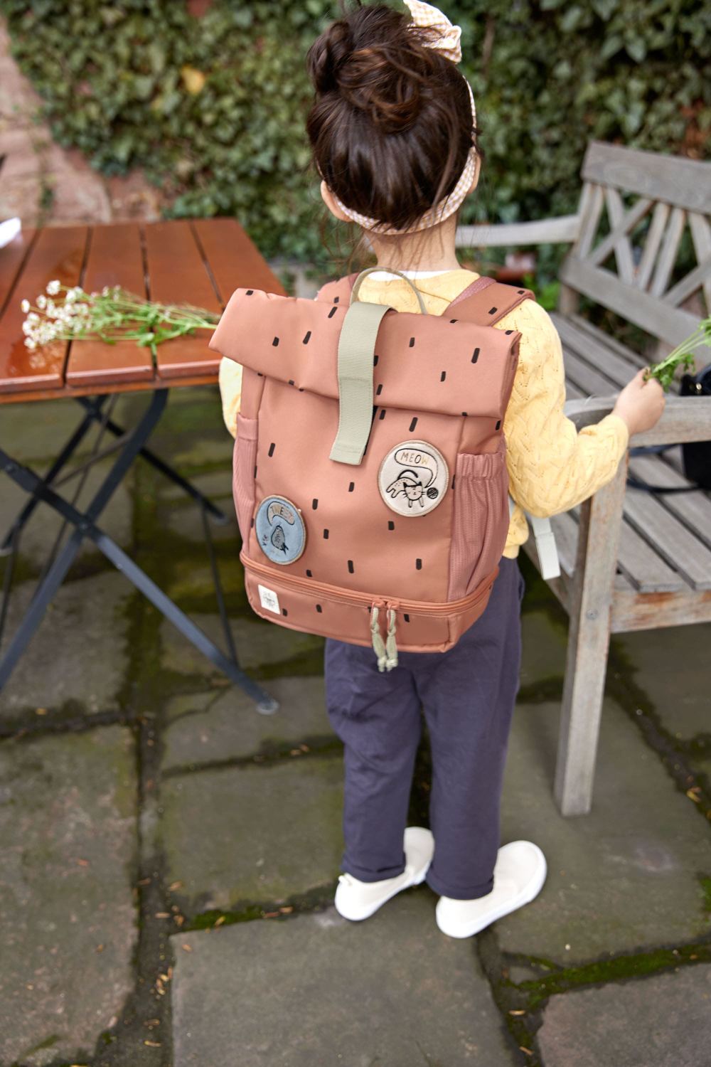 Lässig Kindergartenrucksack Rolltop - Happy Prints, Karamell