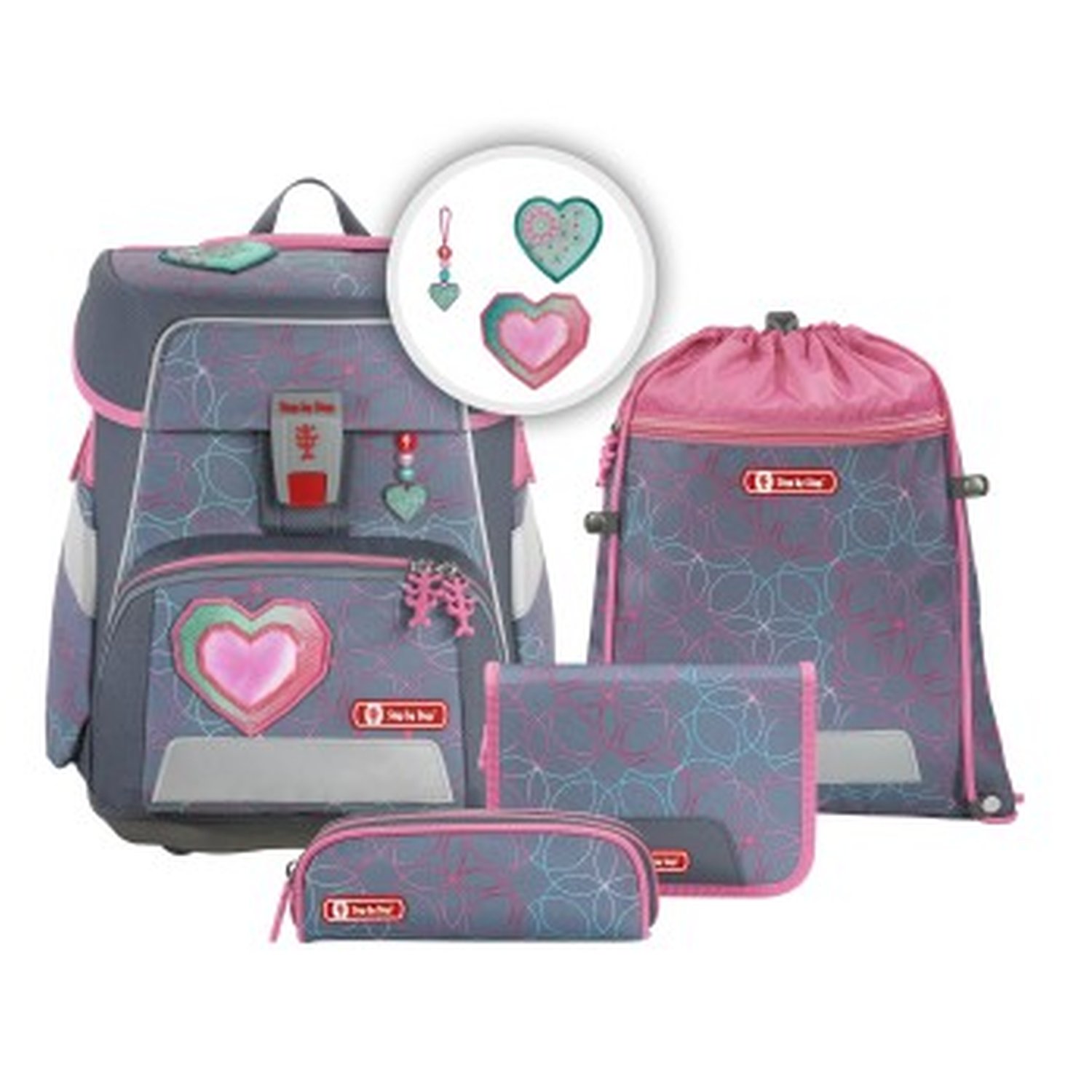 Step by Step SPACE Schulranzen-Set "Glitter Heart Hazle", 5-teilig