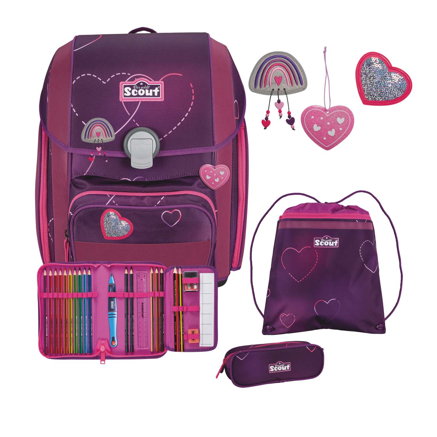 Scout Genius Schulranzen-Set 4 teilig Exklusiv Superflash Lovely