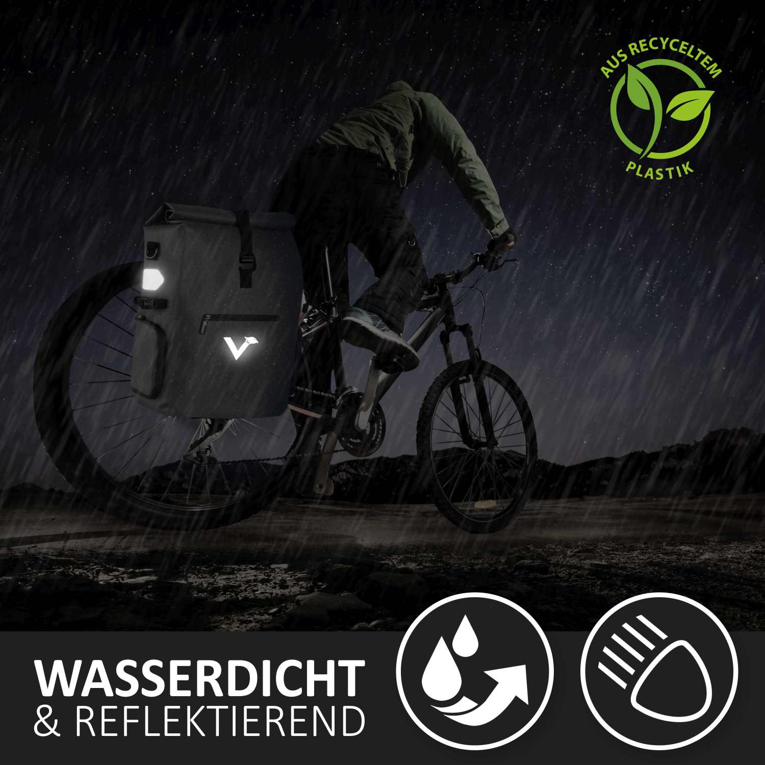 Valkental ValkPro 3in1 Fahrradtasche - Schwarz