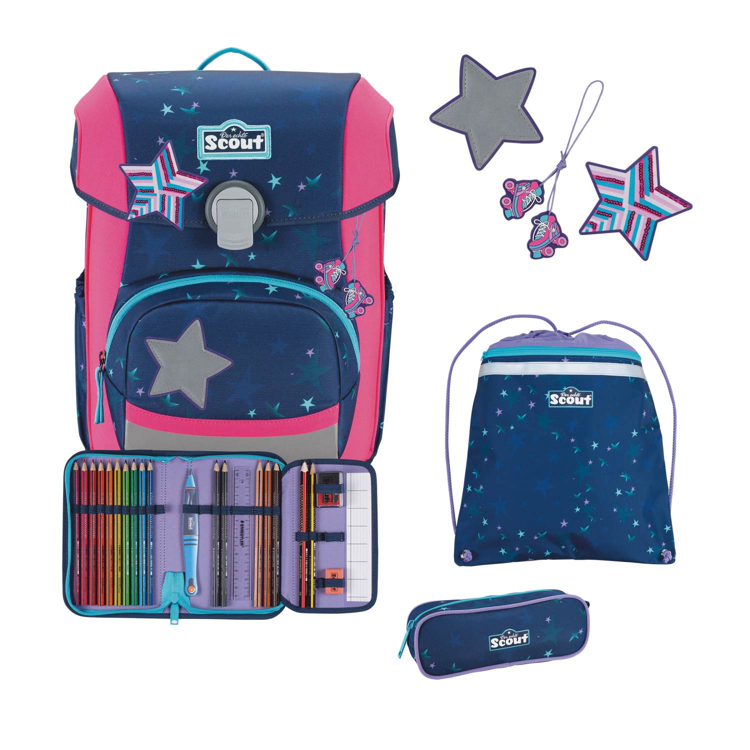 Scout Neo Schulranzen-Set 4 teilig DIN Pretty Star