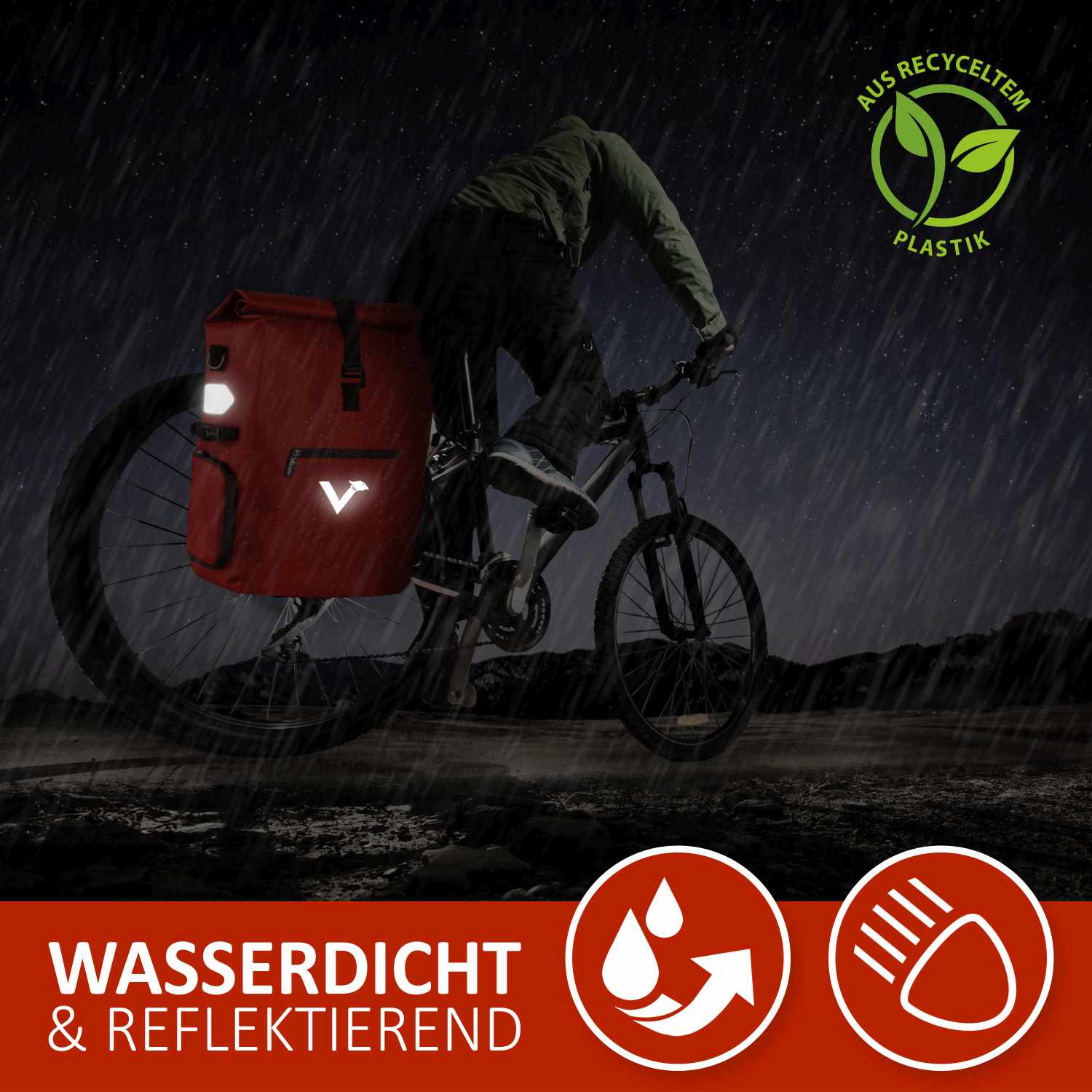 Valkental ValkPro 3in1 Fahrradtasche - Rot